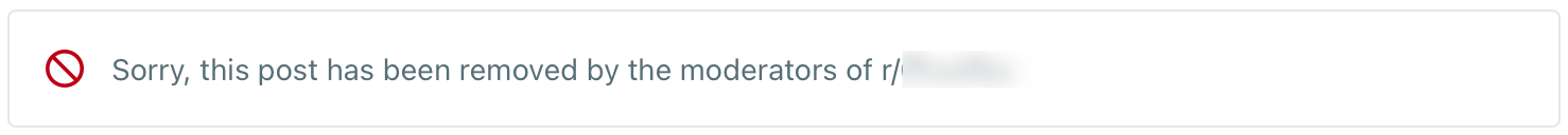 Reddit notice: Sorry, this post has been removed by the moderators